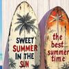 Outdoor Waterproof Wall Art Ornament 1/3Pcs Surfboard Plaque Decoration, Solid Wood Vintage Coastal Sign, Tropical Beach Decoration Retro Seaside