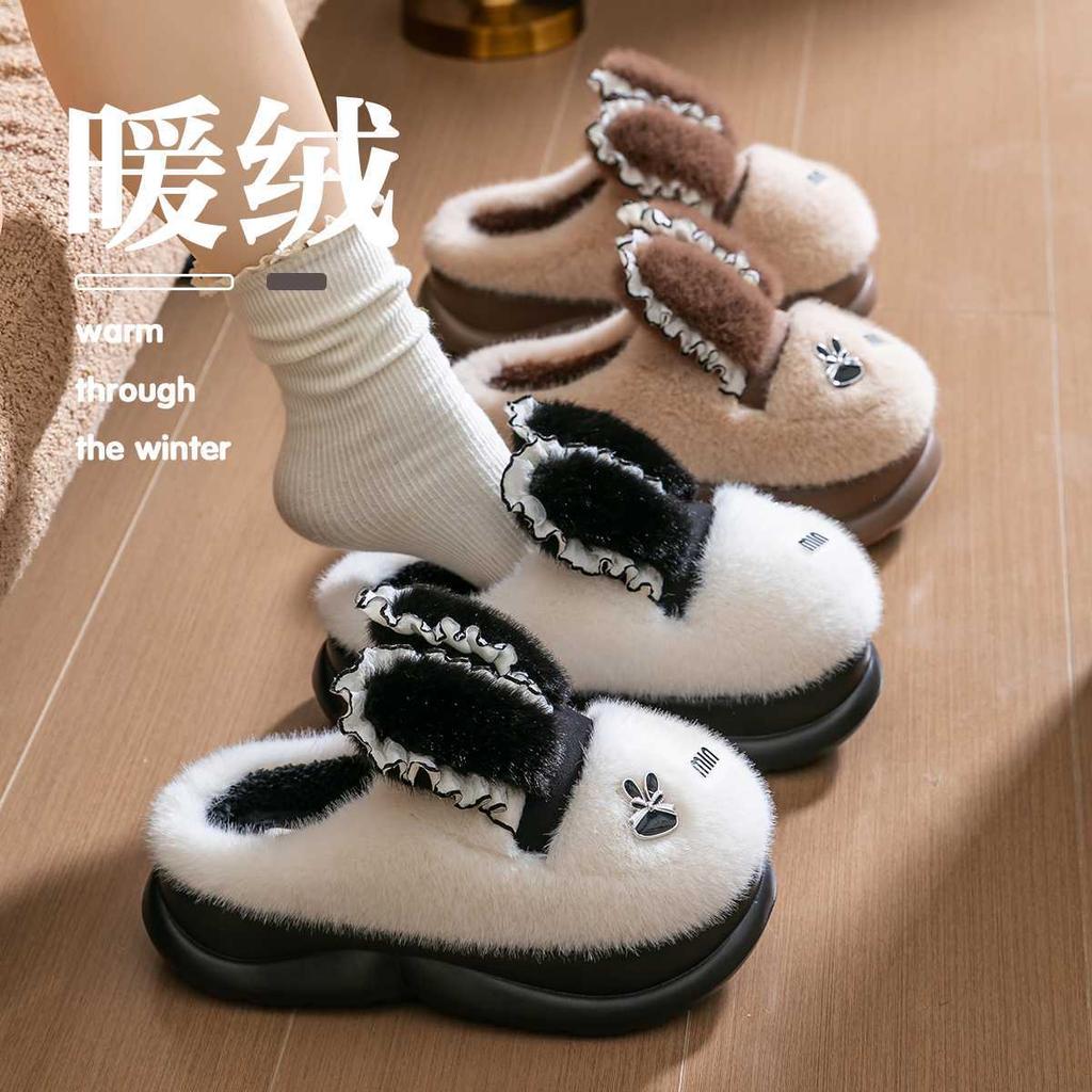 Cotton slippers autumn and winter thickened bottom indoor home cotton shoes velvet warm couple shoes