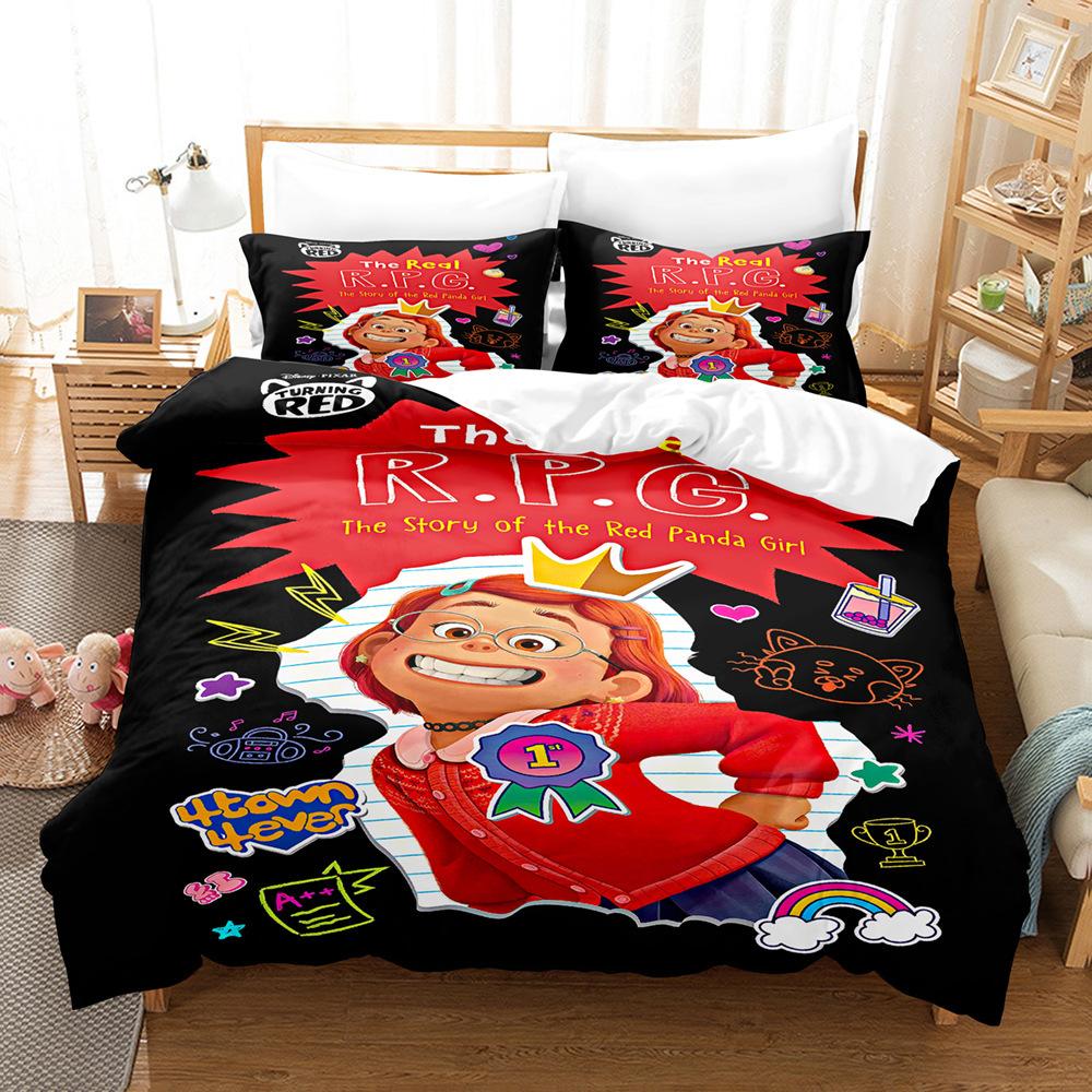 Cute Printed Three-Piece 3D Digital Printed Quilt Cover Pillowcase