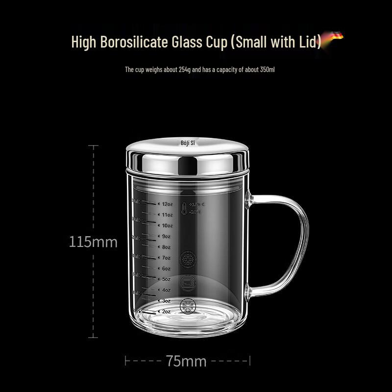 High Borosilicate Glass Measuring Cup with Scale and Lid, 350ml