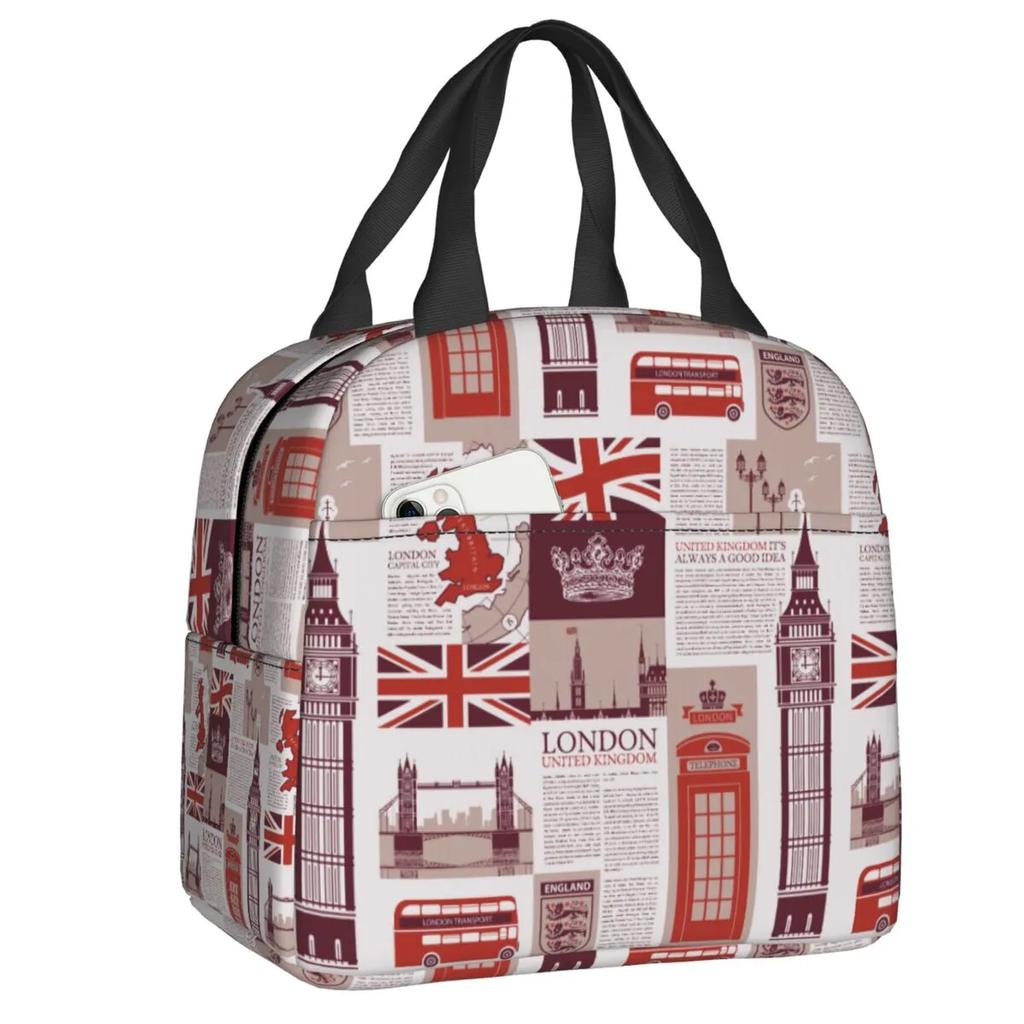 Velká Británie Flag Lunch Box Ženy Vodotěsné UK Britský Symbol Tepelná Chladnička Jídlo Izolovaná Taška na oběd Školní Piknikové Tašky