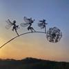 NEW Pixies Fairy Garden Crafts Sculptures Stake Fairies and Dandelions Dance Landscape Metal Three-dimensional Lawn Decorative