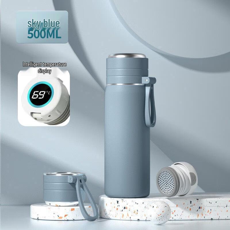 ZETAI Stainless Steel Insulated Bottle with Tea Infuser and Temperature Display 500ml