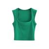 Women's Square Neck Sleeveless Crop Tank Top Slim Fit Solid Basic Camisole Shirt