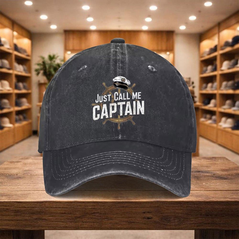 pc Adjustable Duckbill Baseball Cap with Just Call Me Captain Text Lightweight Unisex Snapback Hat Suitable for Sports Tra 1pc
