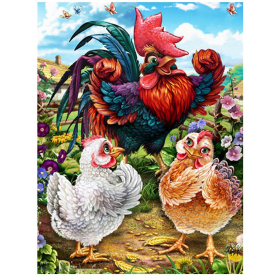 

Полный 5D Diy Бриллиант Живопись Мультфильм три петуха Вышивка Крестиком Домашний декор Ручной работы Подарок