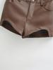 American Retro Style Slimming PU Leather Shorts with Hip Padding for Petite Figures