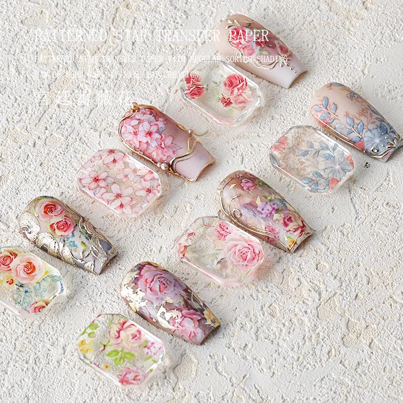 Starry Sky Rose Flower Nail Art Transfer Stickers
