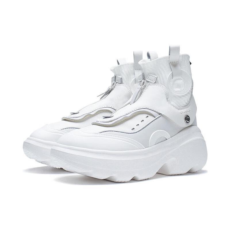 Li Ning Cream Puff Abrasion Resistant Breathable High top Casual Shoes Women's White AZGS112-1