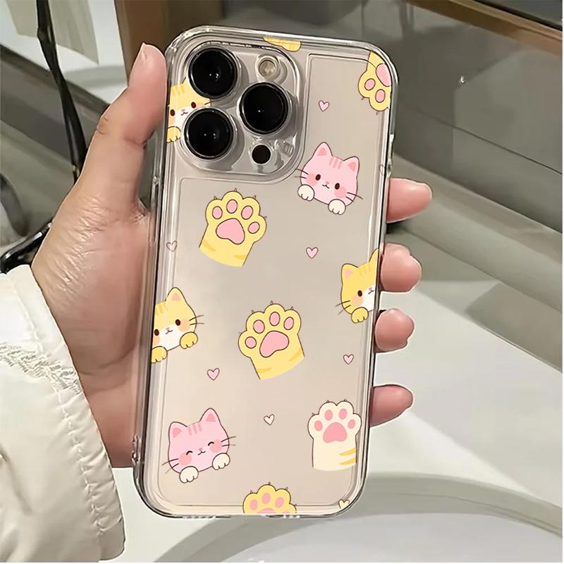 Cute Cartoon Cat Dog Clear Phone Case For Xiaomi Redmi Note 15 Pro 5G 14 12 12S 11 10 13 Pro Plus 5G 14C 13C 12C Cat Paw Cover