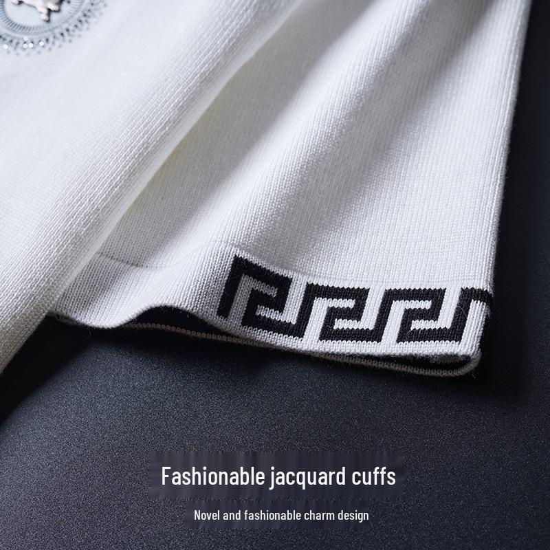 Men's 2025 Slim-Fit Short-Sleeve Ice Silk Knit Sweater - Solid Color, Breathable, Casual Round Neck Design