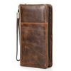 Men Crazy Horse Leather Clutch Bag RFID Blocking Wrist Strap Vintage