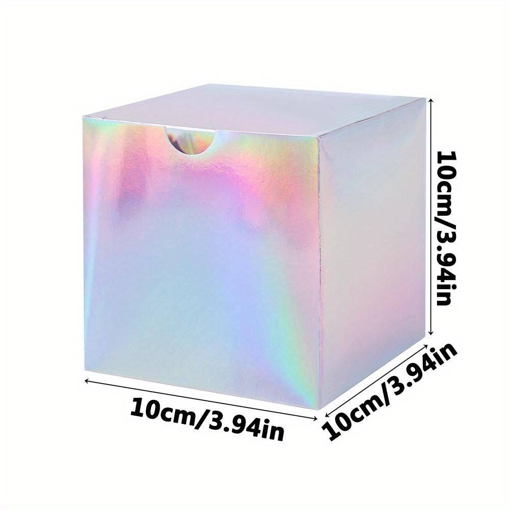 10pcs Square Laser Foldable Boxes Mini Gift Boxes Paper Boxes Iridescent Gift Boxes Candy Treat Boxes Favor Boxes Packaging Box Wedding Stuff Wedding