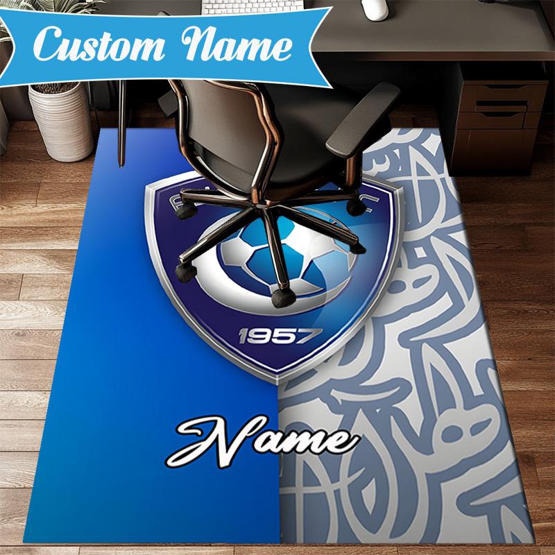 Custom Name Al FC Crest Rug for Living Room, Game Rooms, Office, Bedroom, Floor Mat Playful Design, fan gifts Christmas decor