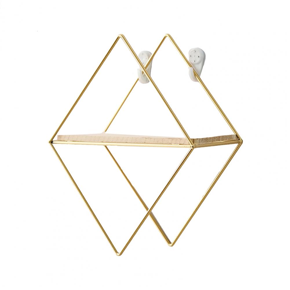 Iron Storage Shelf Geometric Nordic Style Storage Rack Novelty Artistic Storage Holder DIY Wall Mounted Home Decor Storage Shelf