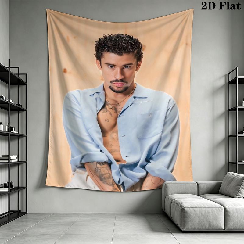 Bad Bunny Wall Tapestry Aesthetic Wall Hanging Printed Fabric Blanket Decorative Tapestries for Bedroom Living Room Home Decor