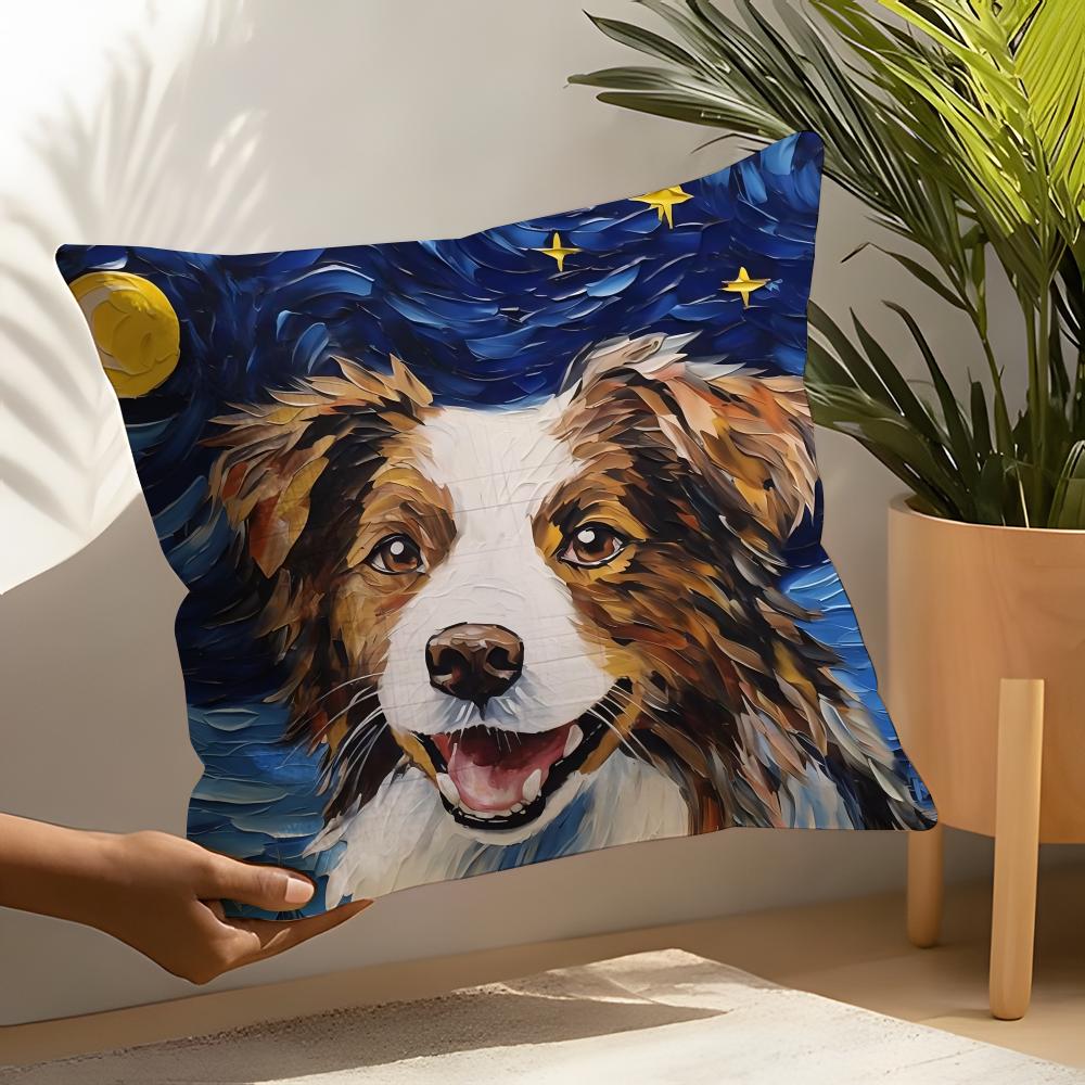 Catoon Starry Sky Dog Pillow Case Home Living Room Decoration Linen Pillow Cases Cushion Cover