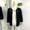 P40668 Bicolor Chain COCO Button Knitted Sweater Long Sleeve Cardigan