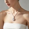 Ladies' Water Droplet Pendant Necklace Collarbone Chain, Synthetic Zircon Double Surround Design, Minimalist and Elegant Jewelry