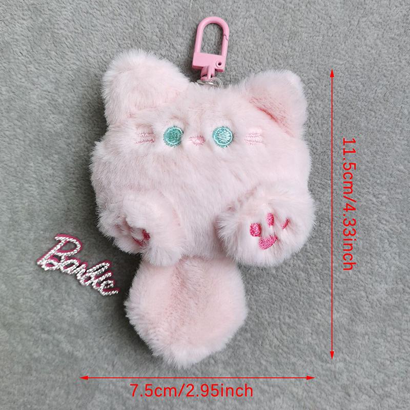Plyšová klíčenka Squeak Long Tailed Cat Plyšová klíčenka Roztomilá měkká vycpaná kočičí klíčenka Taška Ornamenty Klíčenka Kawaii Cat plyšová panenka