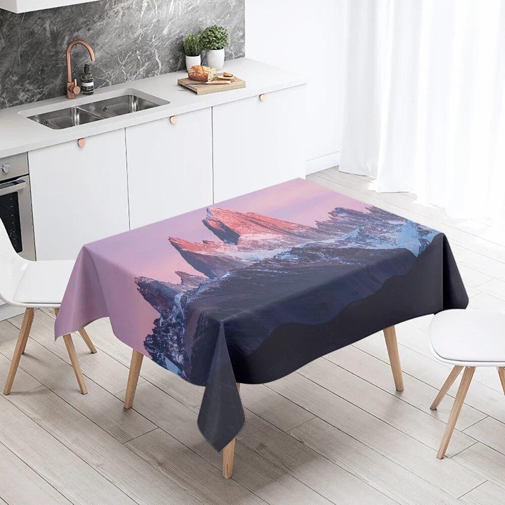 Scenery Printed Tablecloth Stain Resistant Waterproof Wedding Party Restaurant Banquet Decoration Home Table