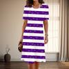 Women's Fashion Graceful Striped Heart Print Summer Spring Short Sleeve O-Neck Casual Dresses
