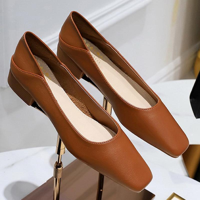 

Женская обувь на низком каблуке Универсальные мюли с квадратным носком Две пары лоферов из мягкой кожи Качественные каблуки 6 цветов 35