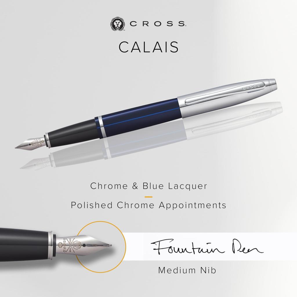 cross calais blue fountain pen medium nib with gift box at 0116 3 ms