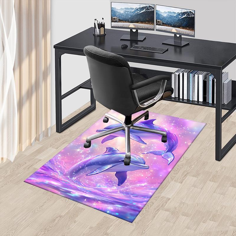 

1pc Anime Dolphin Chair Mat - Office Desk Rug with Sparkling Pastel Background, Suitable for Home Decor and Gaming Room, Non-Slip Floor Covering.H079 60cm by 90cm