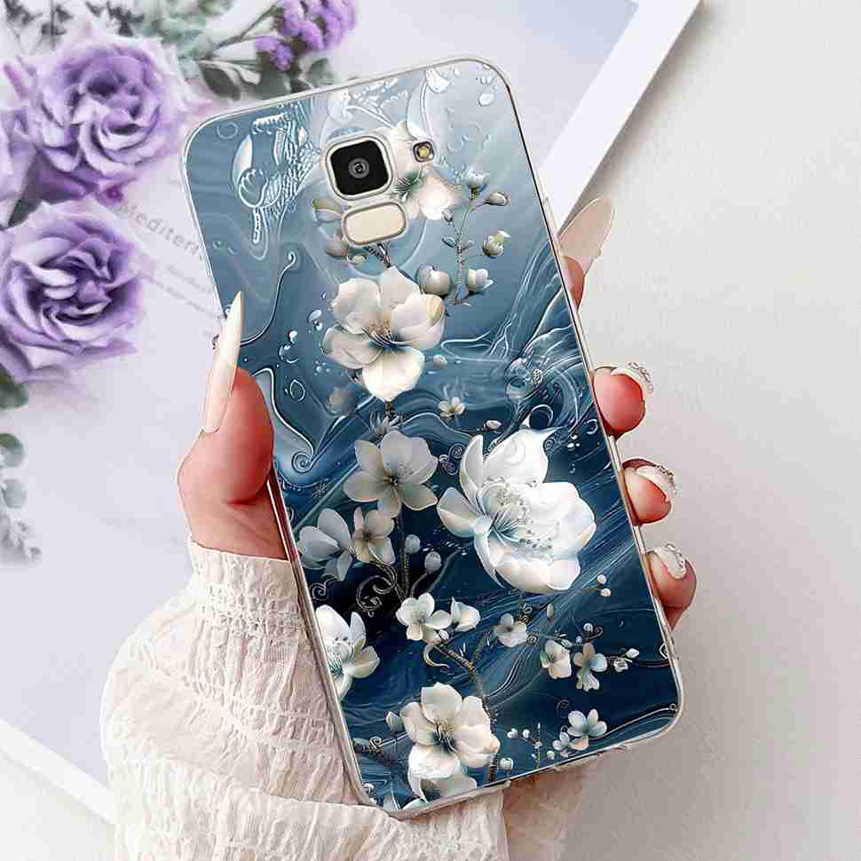 For Samsung Galaxy J6 2018 SM-J600F Case Fashion Girl New Flowers Soft Silicone TPU Cover For Samsung j6 J6 2018 Phone Shell