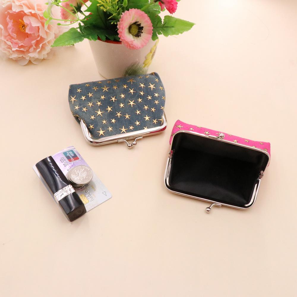 Denim Canvas Kiss Lock Coin Purse - Ladies' Handheld Fabric Bag