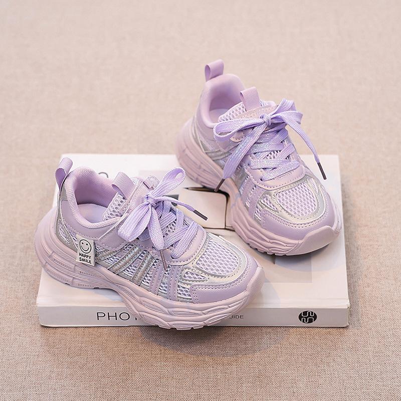 

Девочки 2025 весна и осень новая сетка папины кроссовки мягкая подошва нескользящие дышащие спортивные туфли модная универсальная повседневная обувь 30 фиолетовый