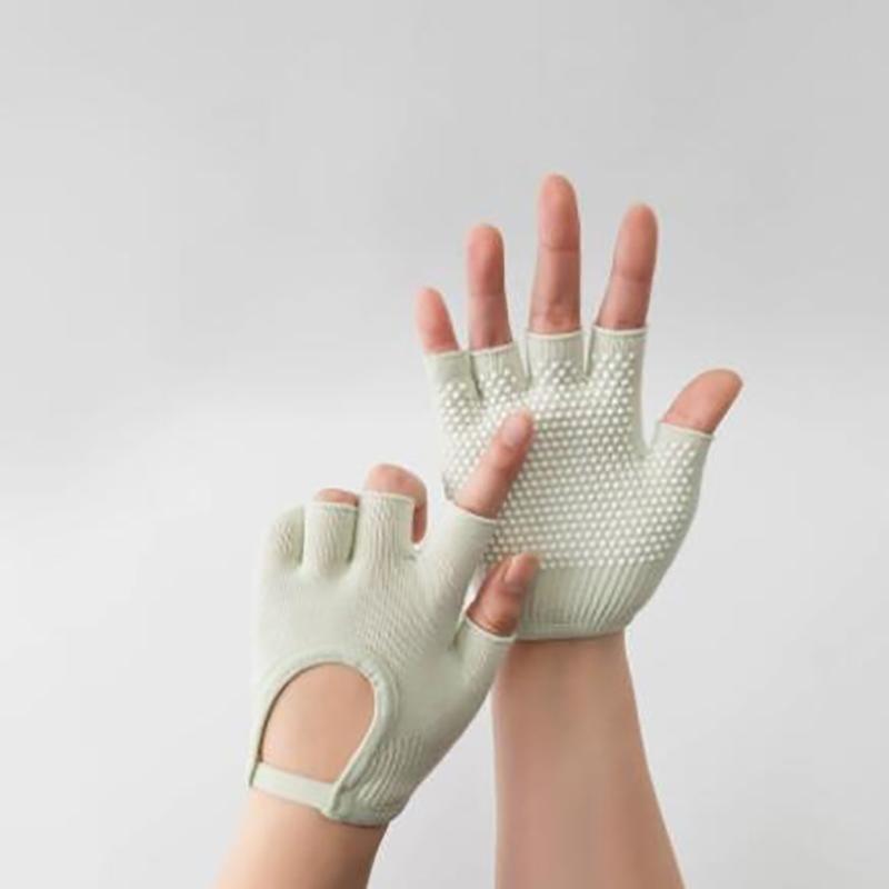 

Жіночі протиковзкі рукавички для йоги Бавовняні рукавички для фітнесу на півпальця, дихаючі, велосипедні рукавиці для пілатесу на відкритому повітрі, спортивна риболовля