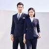 Terman Unisex Double-Breasted Navy Stripe Business Suit Set