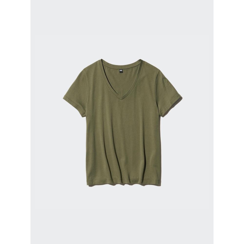 Uniqlo W S Supima CoTTon V Neck S S T ShirT