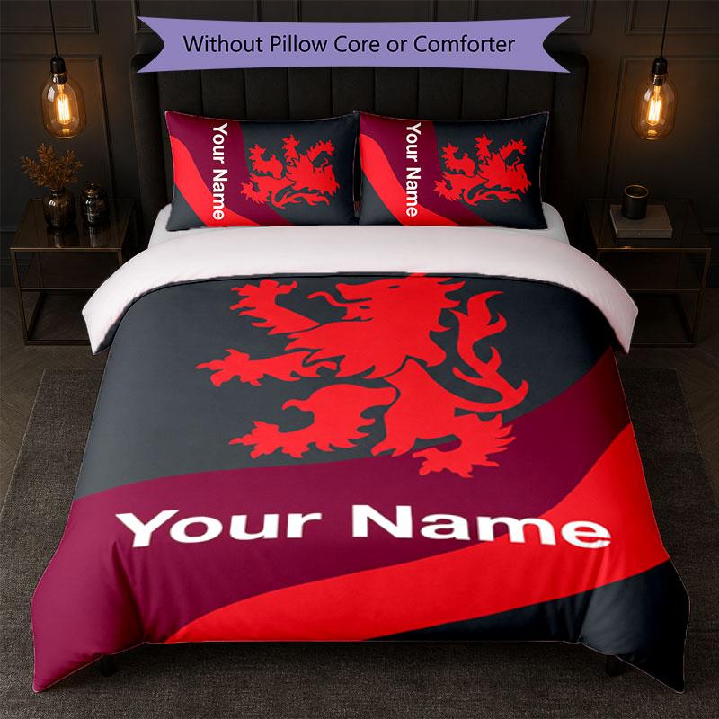 Set Biancheria da Letto Personalizzato Middlesbrough FC con Nome Testo 1 Copripiumino + 2 Federe Logo Calcio Regalo Personalizzato per Occasioni Speciali Decorazione Camera da Letto