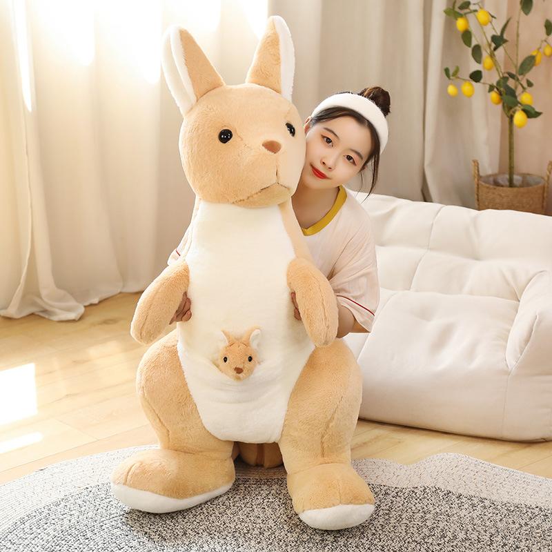 Large Simulated Mother And Son Kangaroo Doll Plush Toy Australian Kangaroo Doll Kindergarten Children'S Soothing Rag Doll