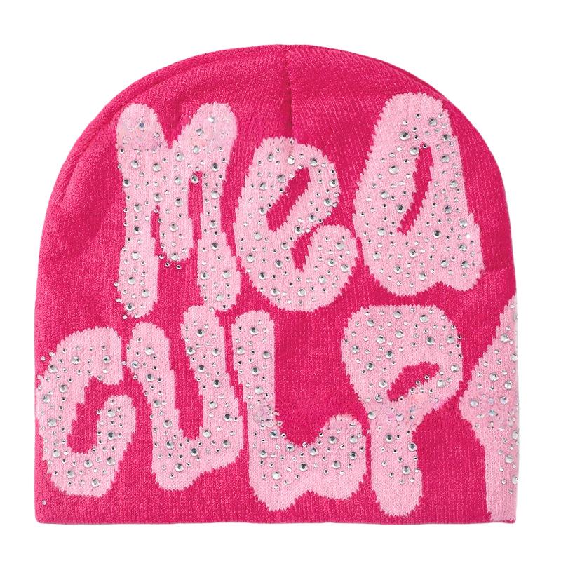 Women's Winter Rhinestone Knit Jacquard Hat - Stylish Warm Outdoor Head Wrap