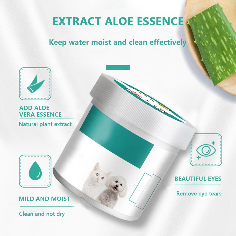 130Pcs Naturals Pet Wipes Dog Cat Tear Stain Remover Wipes Multi-role Pet Eye Ear Cleaning Care Round Pad Pet Grooming Supplies