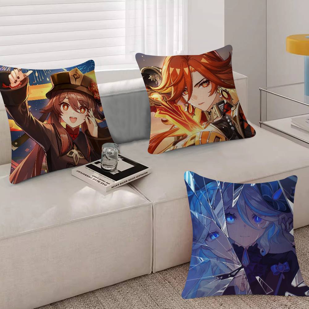G-Genshin Impact Mualani Cushion Cover Decorative Pillow Sofa Home Decor Case Pillow Cases