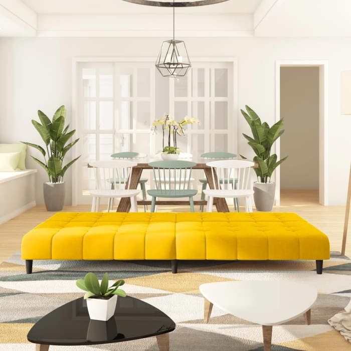 VidaXL Canapé-lit 2 places jaune velours 375770