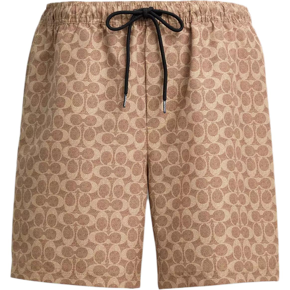 

Coach Ss25 Solid Full Print Pattern Three-Quarter Beach Shorts Men Shorts Light-Brown CZ537-RYU S