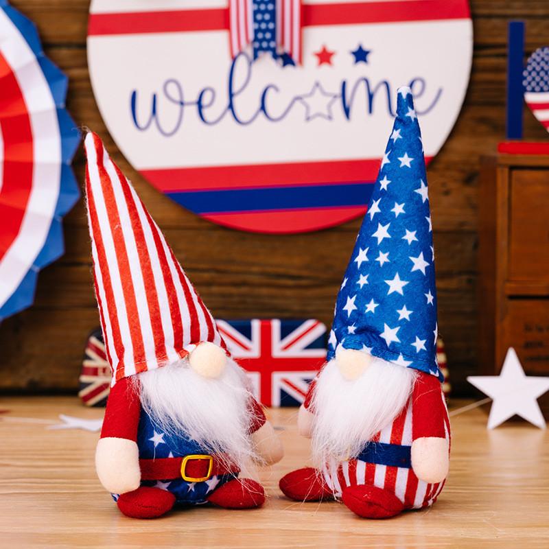 Adorable Plush Independence Day Decor Star Doll With Striped Hat For Festive Styling