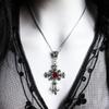 Gothic Baroque Silver Cross Pendant Necklace
