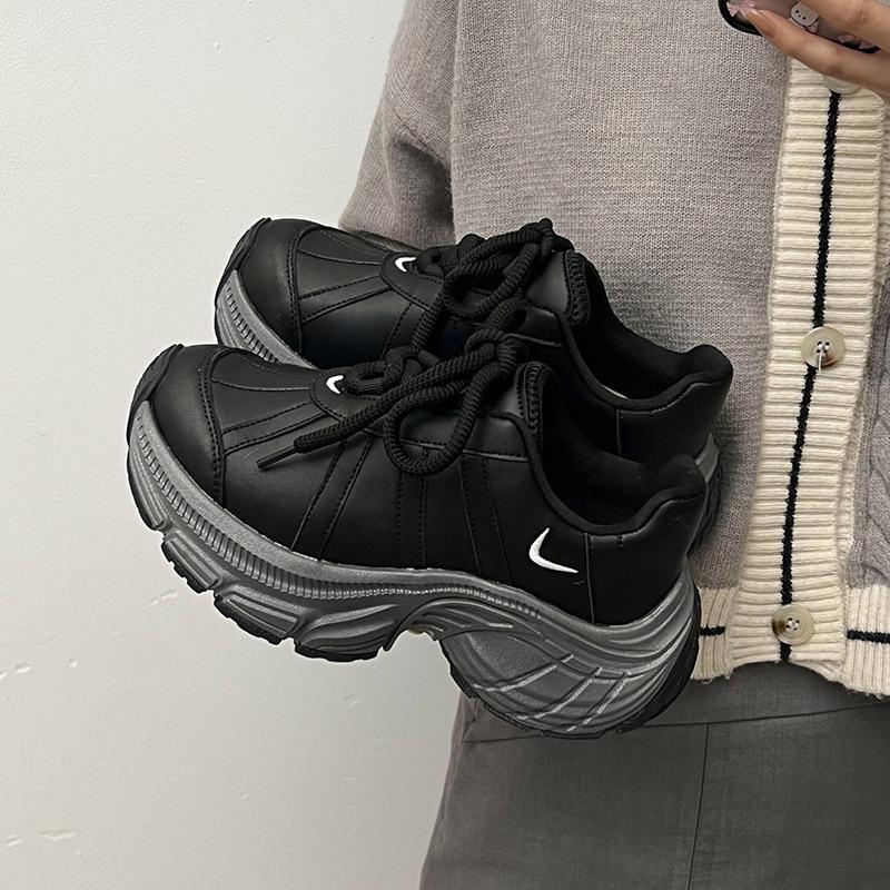 Small silver platform dad shoes for women's 2025 spring new height-increasing versatile casual sports shoes, light trendy shoes