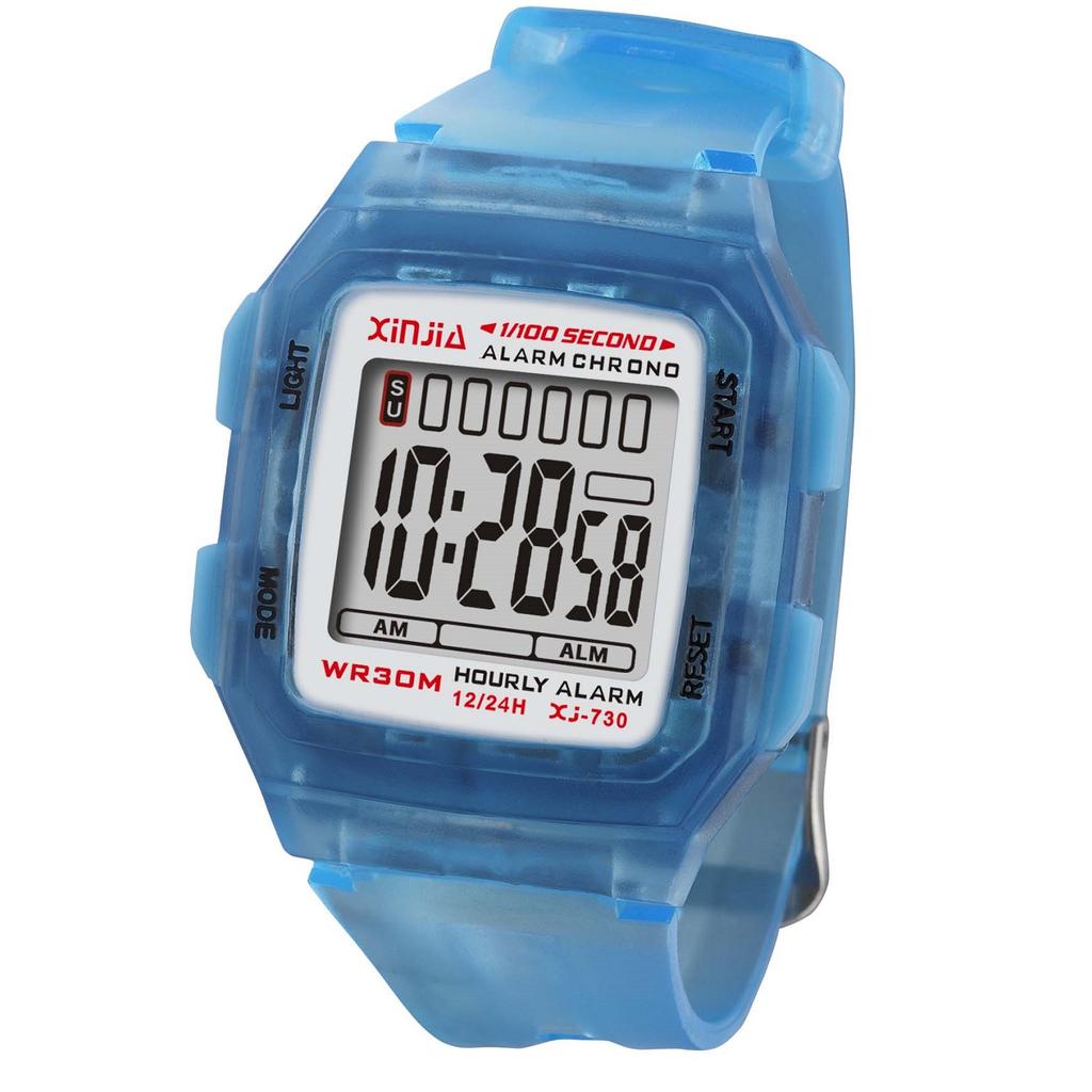 Xinjia 7 Colors Square Digital Student Watch Waterproof Sport Wristwatch