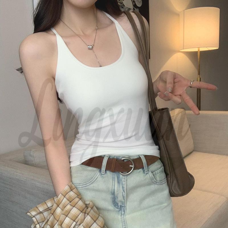 Sleeveless Top with Built-In Chest Pads & Straps, Women's 2026 Spring/Summer Hot Girl Style