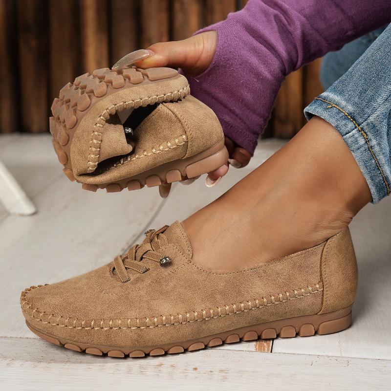 Women's Single Shoes, Outdoor Casual Walking Shoes, Leather Loafers, Mother's Shoes