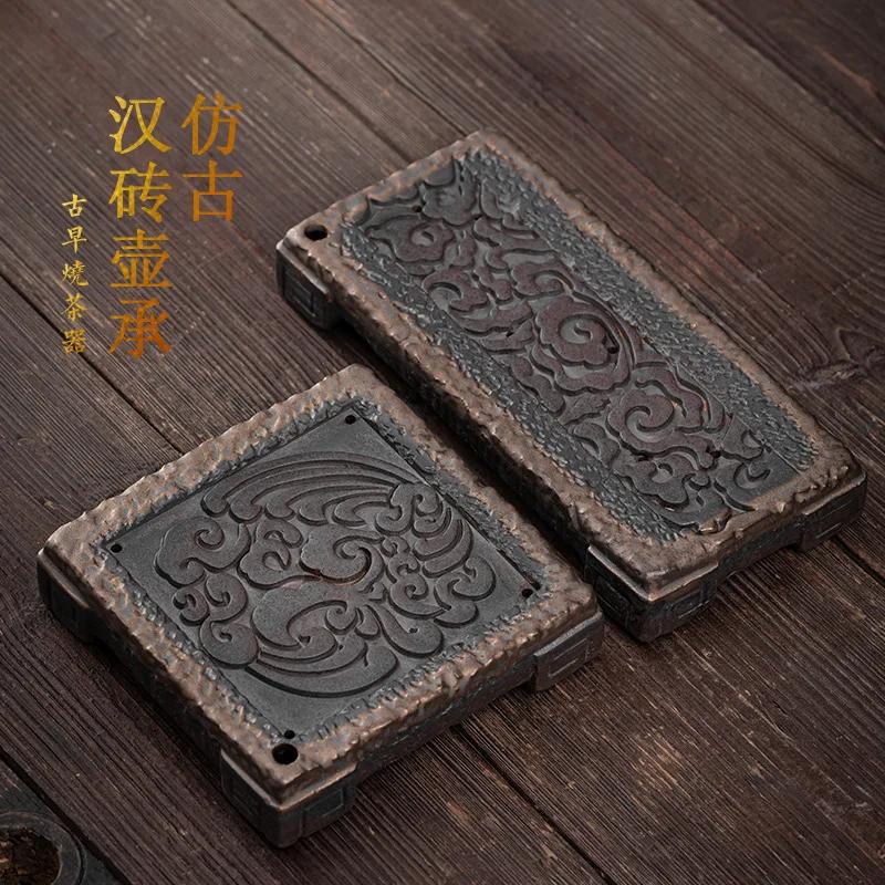 Brick Tea Pot Holder Japanese Household Ceramic  Tray Water Storage Mini Small  Table Single Bamboo Kung Fu  Set