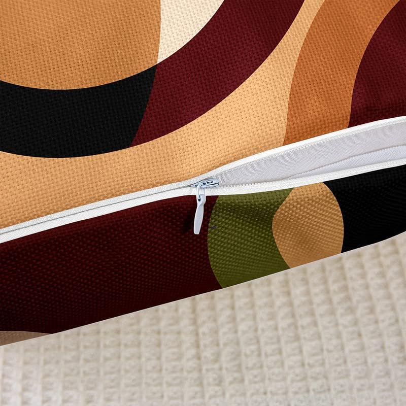 Pack of 2 Geometric Brown Red Green Decorative Throw Pillow Covers, Soft Geometry Square Cushion Case Set for Couch Sofa Bedroom Living Room, Stripe